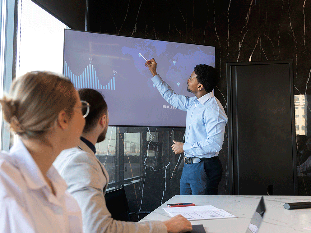 people taking part business event 1000px people discussing digital maturity assessment results